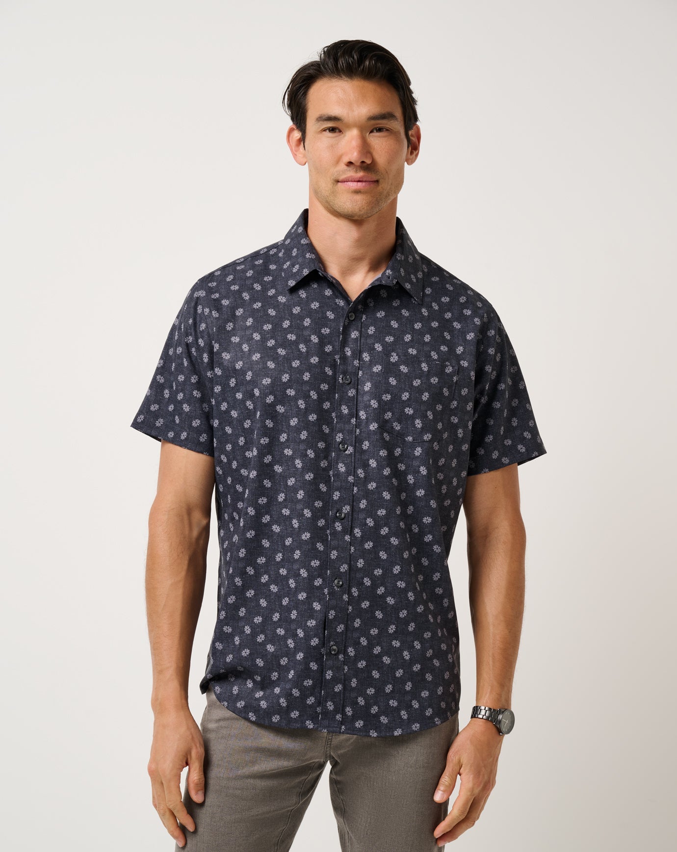 Techwoven Grey Wind Button-Up